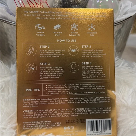 BEST SELLER 24K Gold & Collagen Chin Lifting Mask NWT NIB - Picture 5 of 13